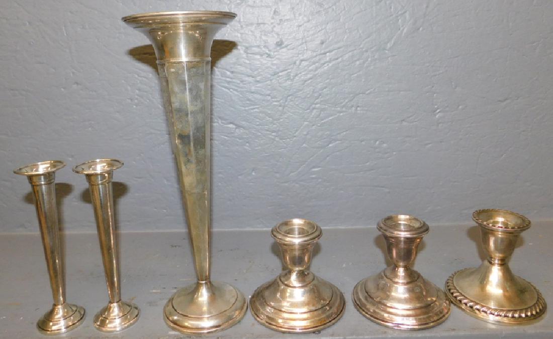 6 pieces weighted sterling. To 11".: 6 pieces weighted sterling. To 11".