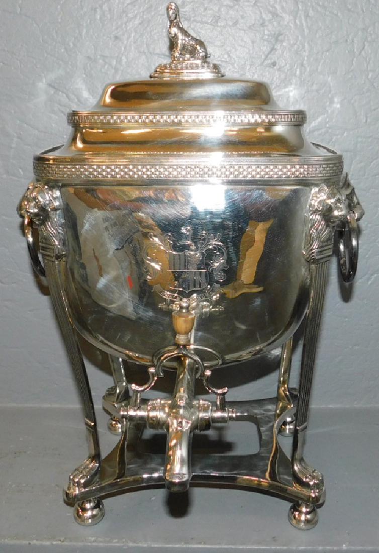 19th C English samovar with lion's head accent. (1 of 4)