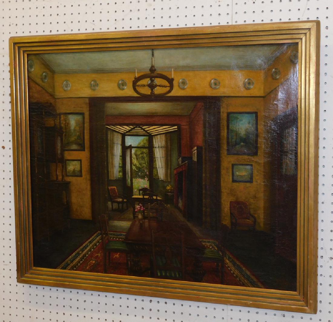 Oil on canvas of interior parlor scene 31" x 37" (1 of 3)