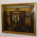 Oil on canvas of interior parlor scene 31" x 37"