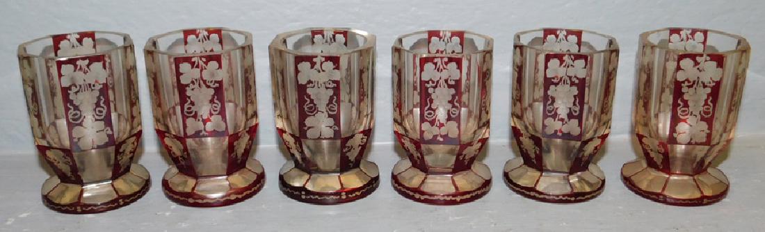 6 cut to clear Bohemian glass cordials. 3" tall. (1 of 1)