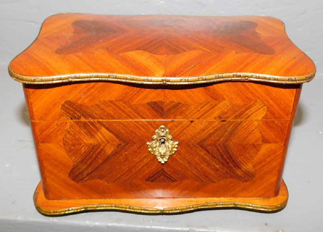 19th C Satinwood inlaid tea caddy. (1 of 3)