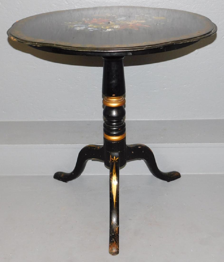 19th C Tilt top papier-mache paint decorated table. (1 of 2)