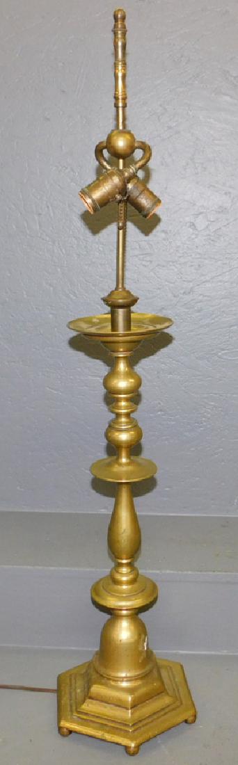 Tall brass candlestick lamp. 37" tall to finial (1 of 1)
