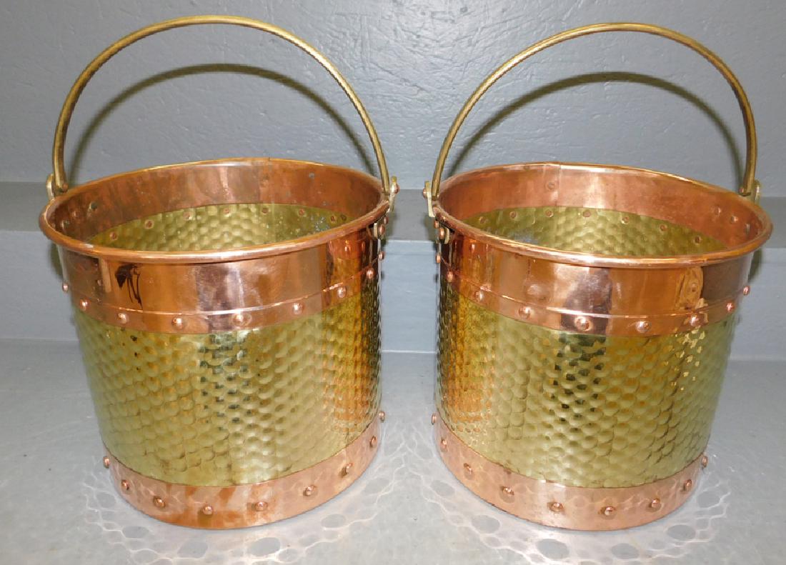 Pair Brass and copper fire buckets. (1 of 2)