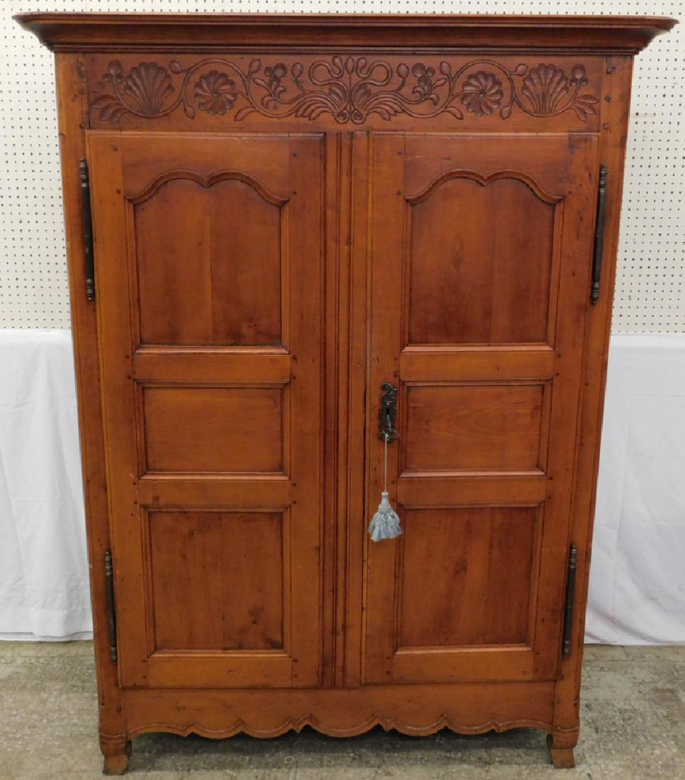 18th C French Country cherry wardrobe with shelves. (1 of 4)