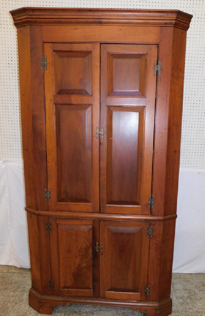 19th C American walnut raised panel corner cupboard (1 of 3)