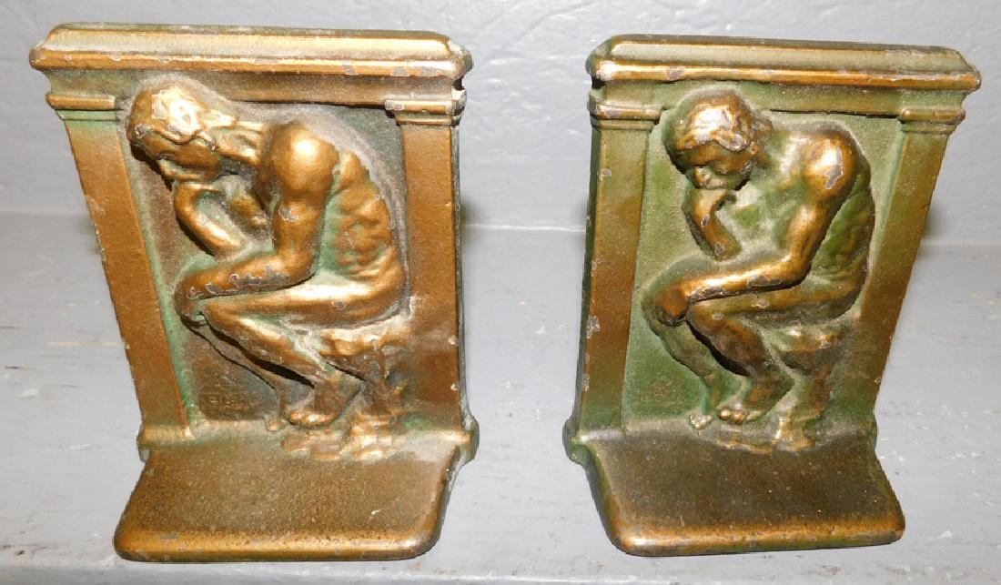 Pair of cast iron "The Thinker" bookends. 4" x 5". (1 of 2)