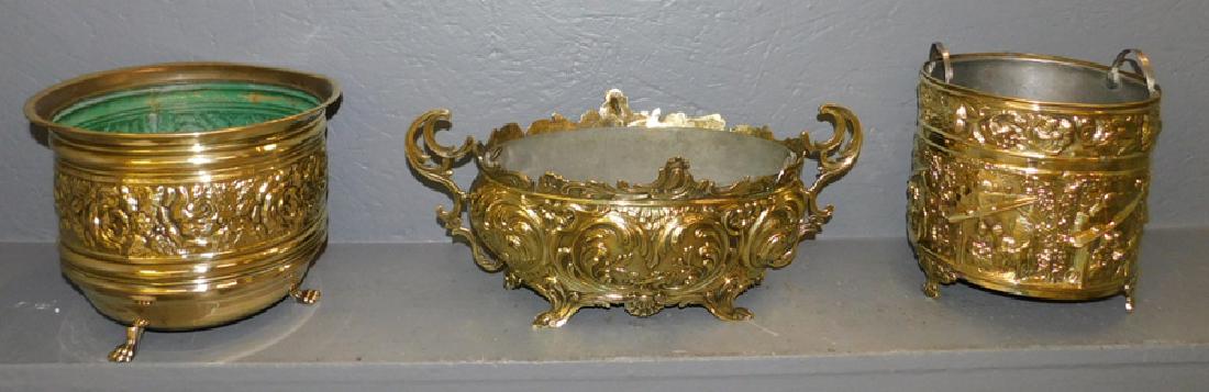 2 brass jardinieres and French brass centerpiece (1 of 1)