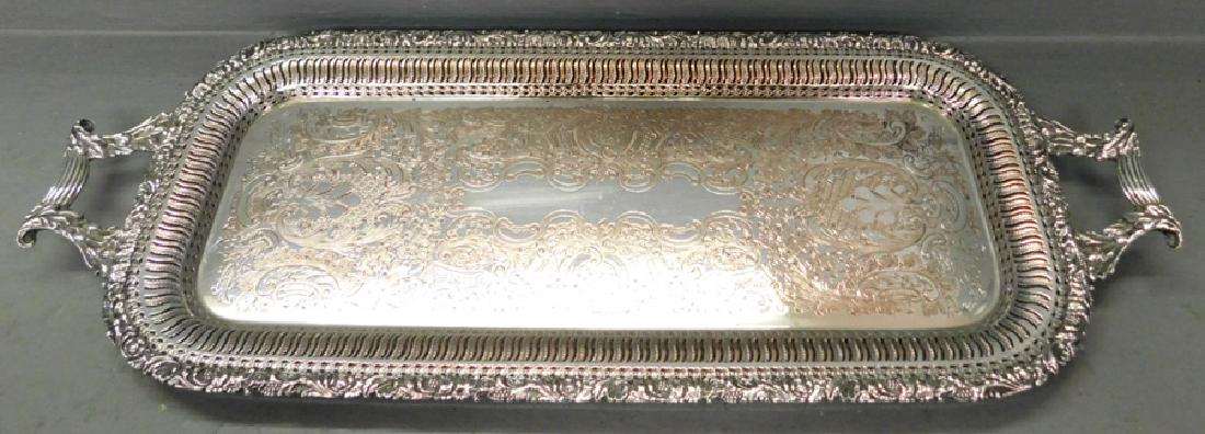 Ellis Barker silver-plate tray. 24" x 9". (1 of 4)