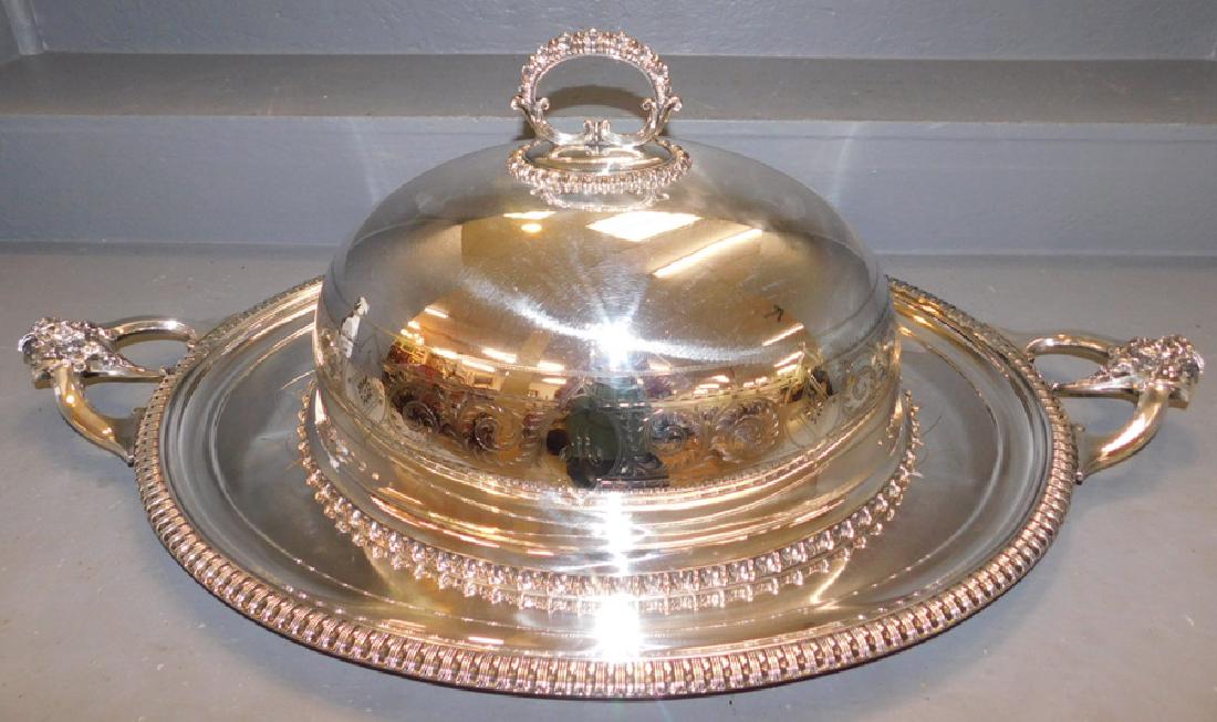 Early silver plate turkey dome with platter. (1 of 9)