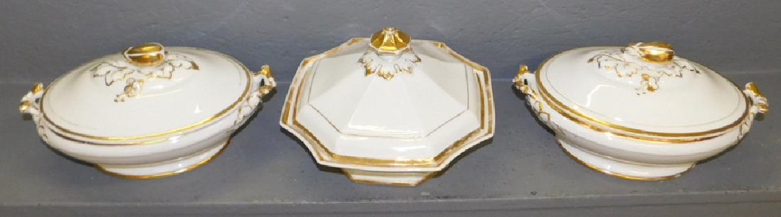 3 Old Paris tureens. To 12" long. (1 of 3)