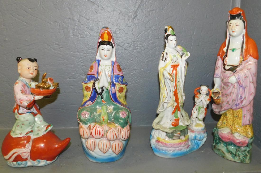 4 Chinese porcelain figures. To 13"  tall. (1 of 2)
