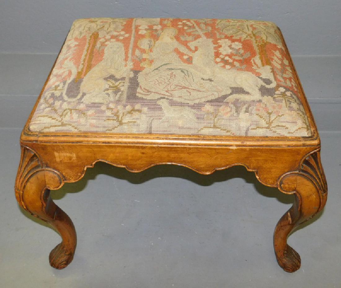 Queen Anne walnut needlepoint stool. (1 of 1)