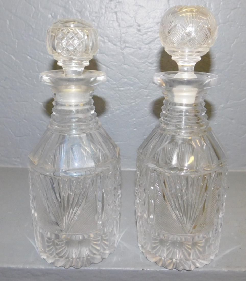 Pair of early hand blown and cut glass decanters. (1 of 1)