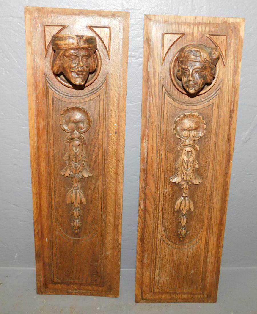 Pair of oak carved figural architectural elements. (1 of 2)