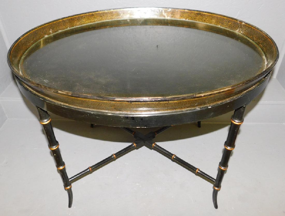 Bamboo turned glass tray top tea table (1 of 2)