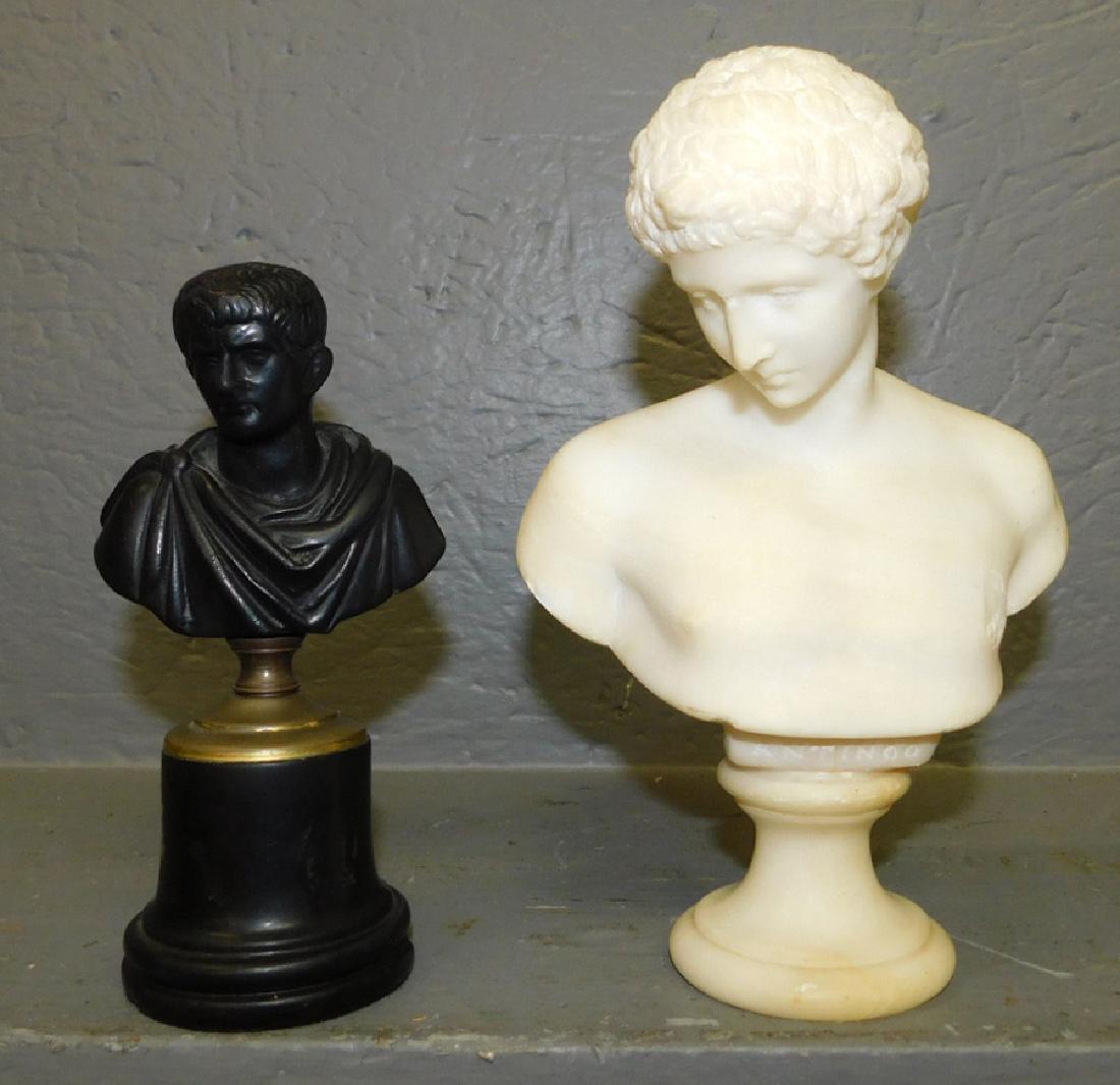 2 small busts, (1 marble). To 8" tall. (1 of 2)