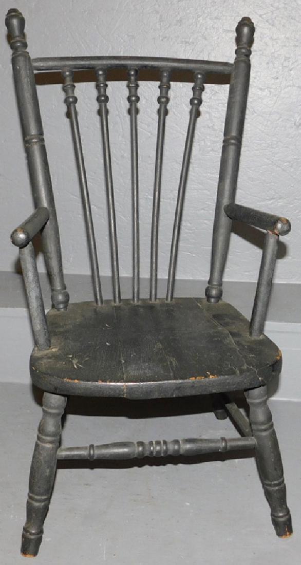 Early child's painted Windsor arm chair. 26" tall. (1 of 2)