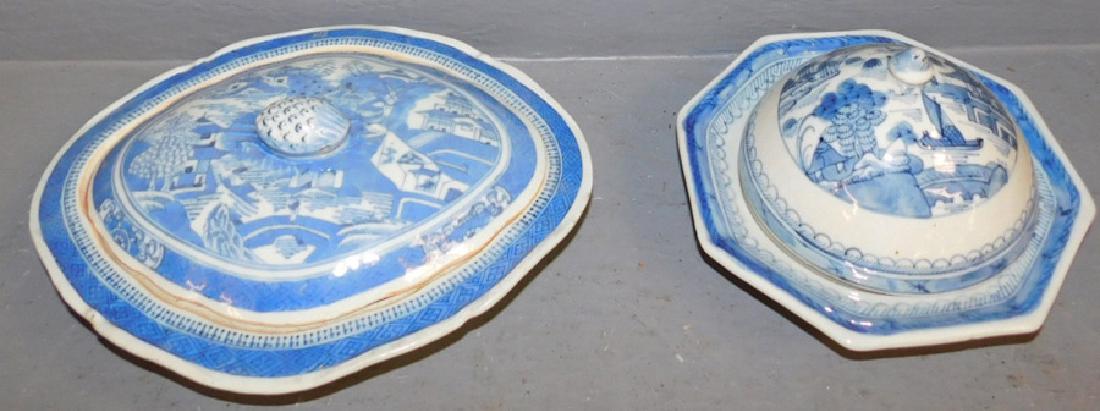 19th Bl & white Canton covered dish & butter dish (1 of 4)