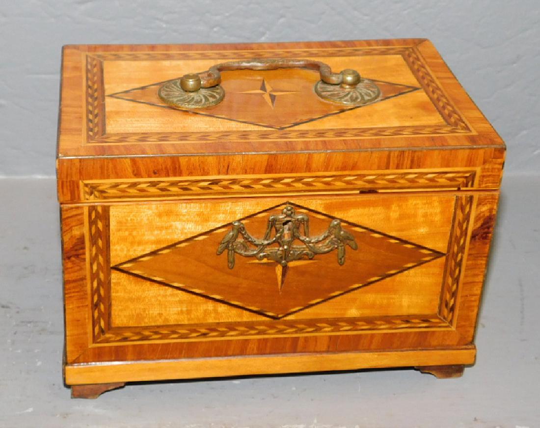 Dutch tea caddy w multiple geo inlays & secret dr (1 of 5)