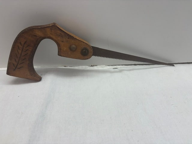 Early Vintage Key Hole Saw: Nicely carved handle shows well