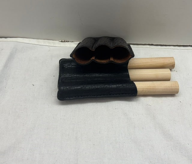 Black Leather Cigar Holder - 3