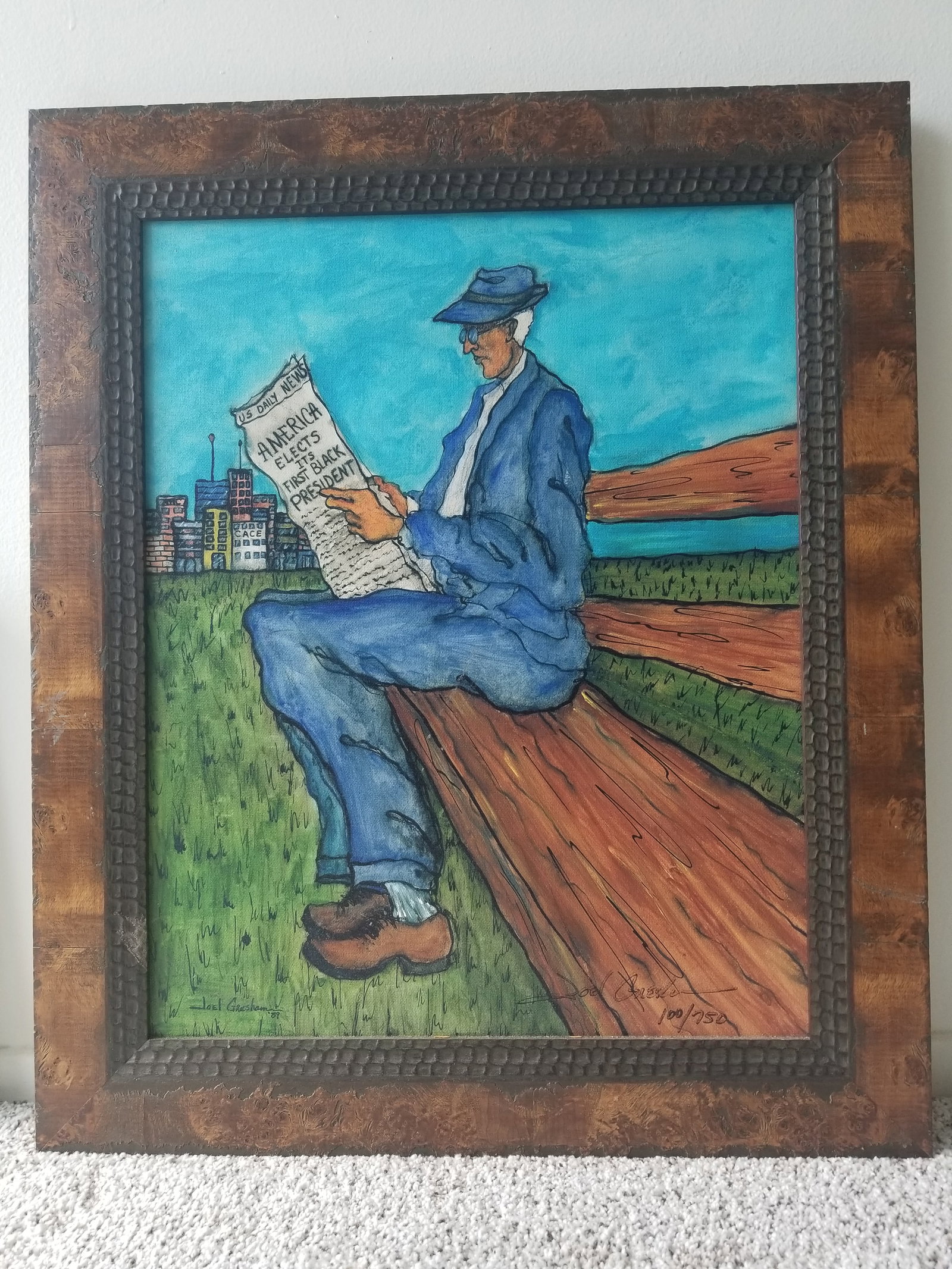 America Elects It's First Black President '89: The painting, "America Elects Its First Black President" (1989), spoke to a soul deep hope and prophesied a historic moment. Delores Napper purchased the original painting in 1990, inspired by the sam