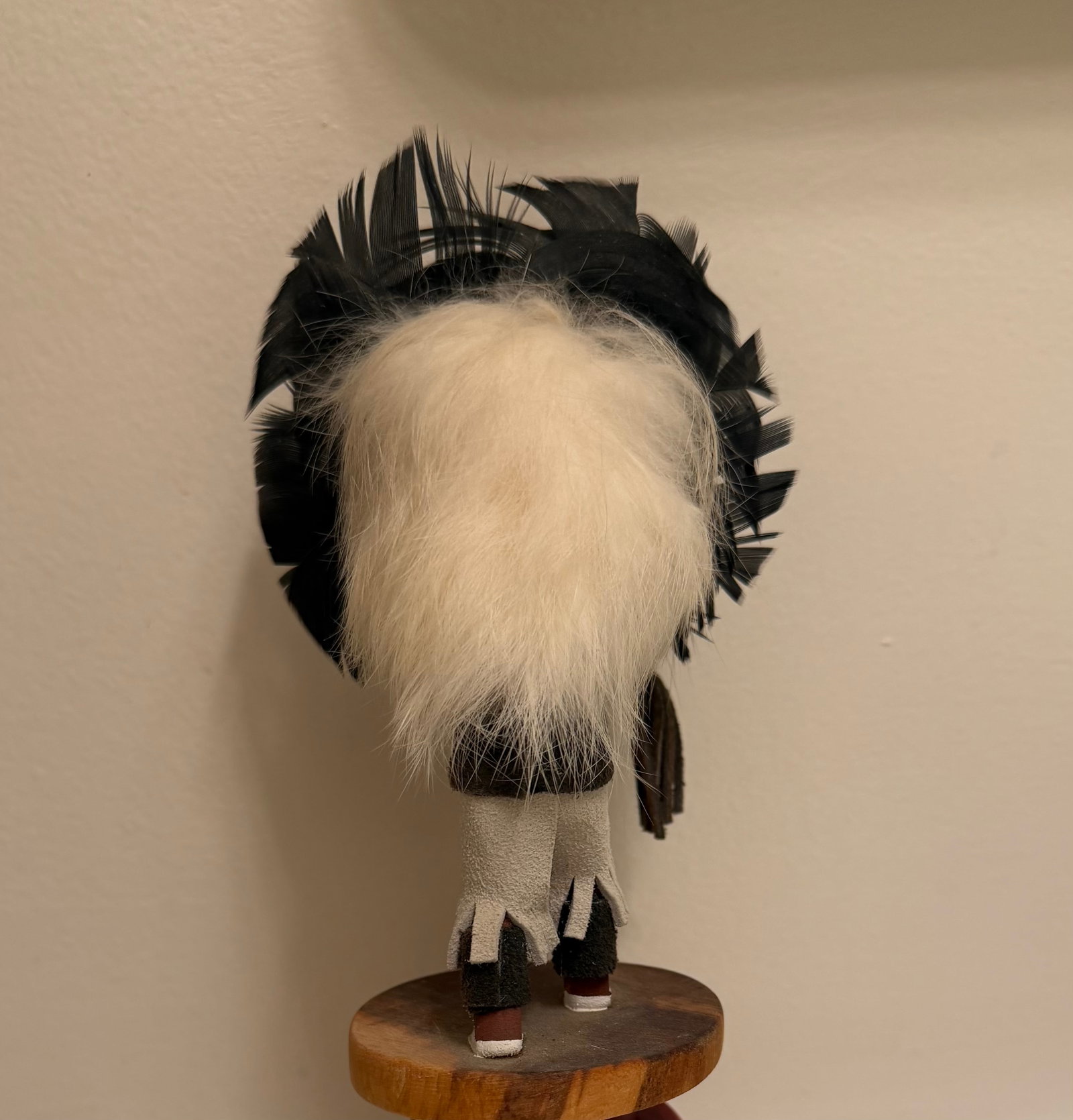 Signed Sunface Kachina Doll 1993 – Hand Carved, Feathered, 6" - 2