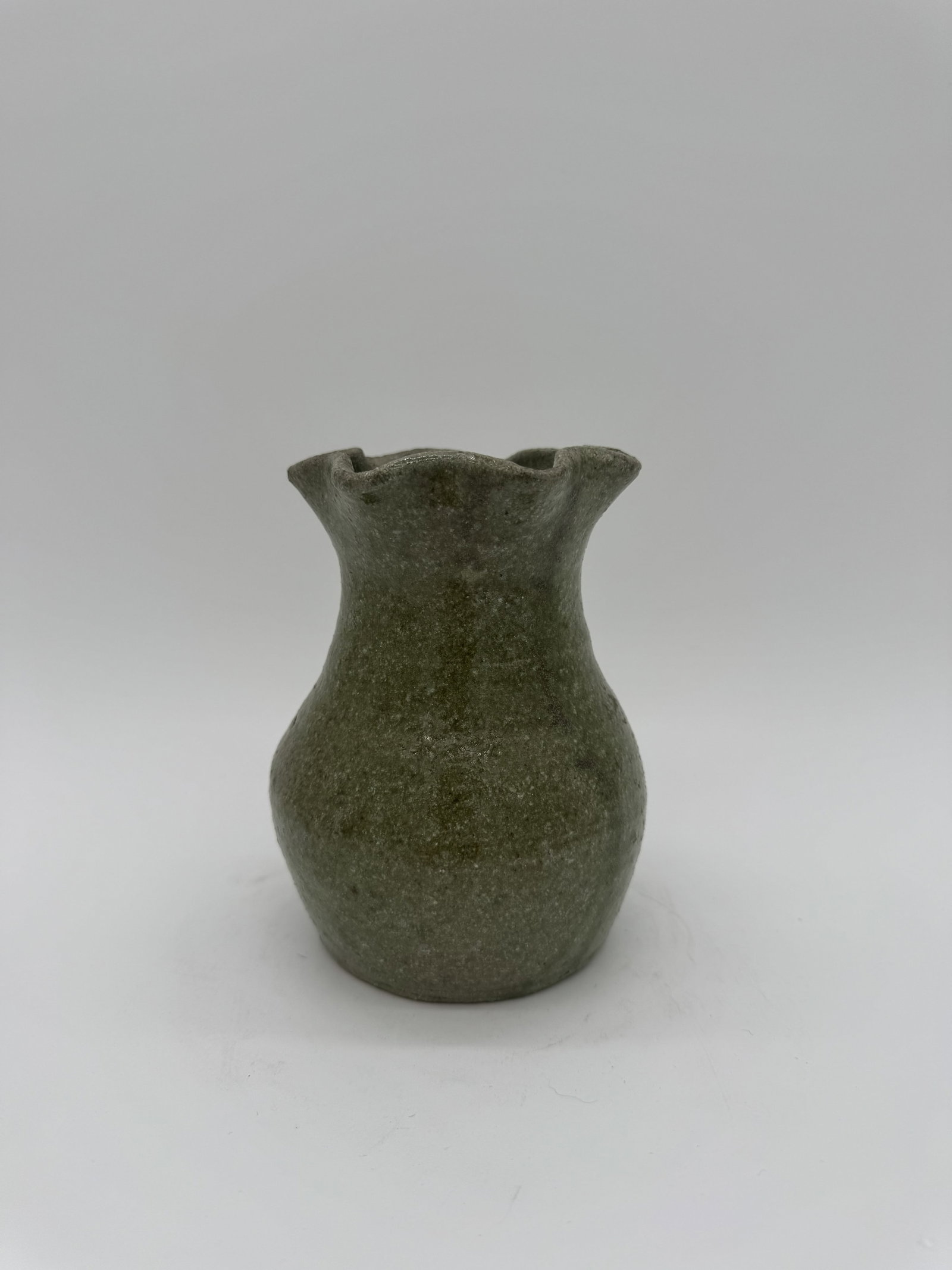 Arie Meaders Vase: A simple vase by Arie Meaders with a bold AM signature and featuring Cheever Meaders' early "Coca-Cola bottle" glaze.