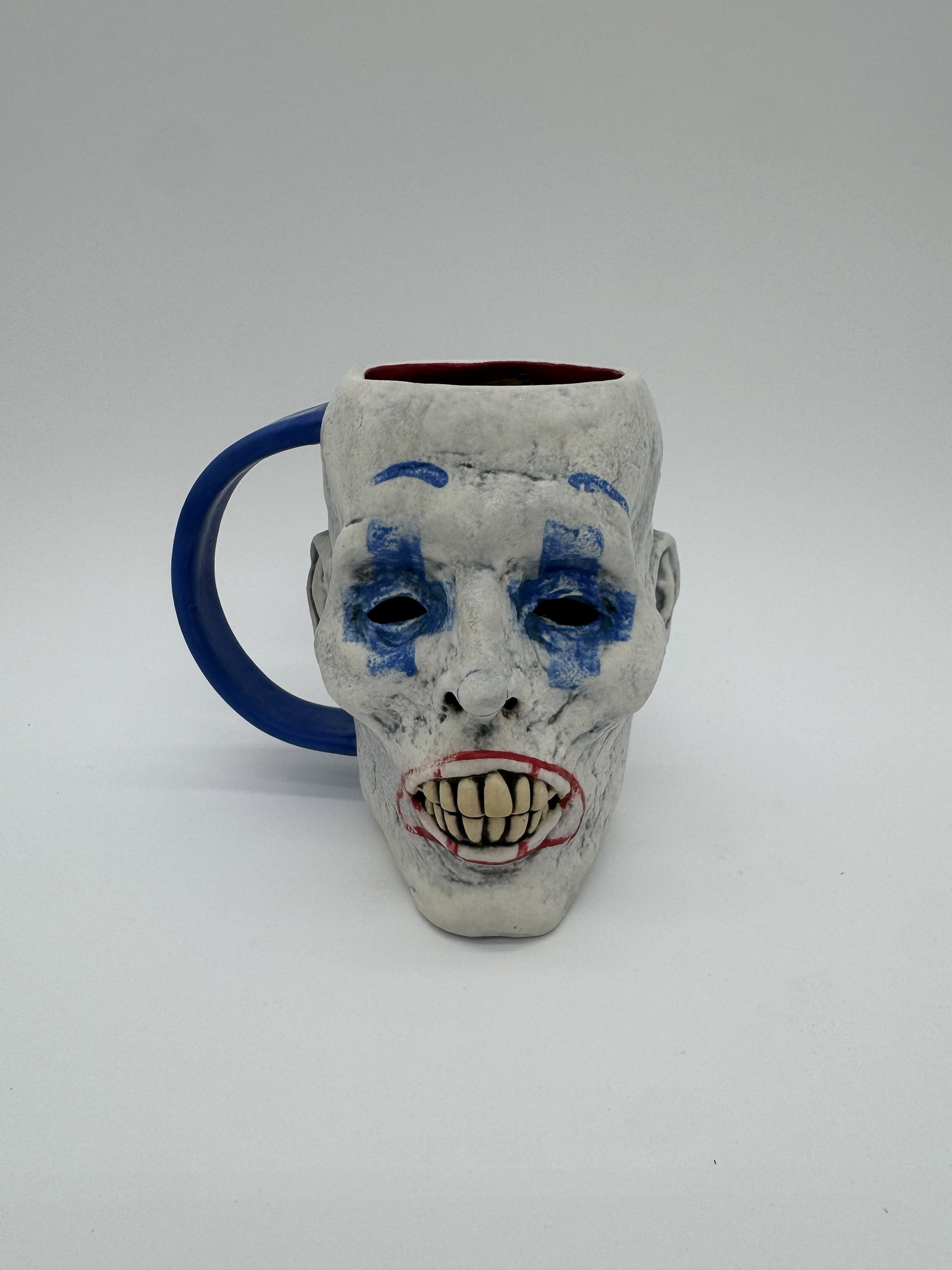 Turkey Merck Mummy Clown Face Mug: This is Chuckles the “Mummy Clown” mug by Turkey Merck. Only 30 clown mummy's were created and all had different names so this one is a true one of a kind. This example shows strong detail