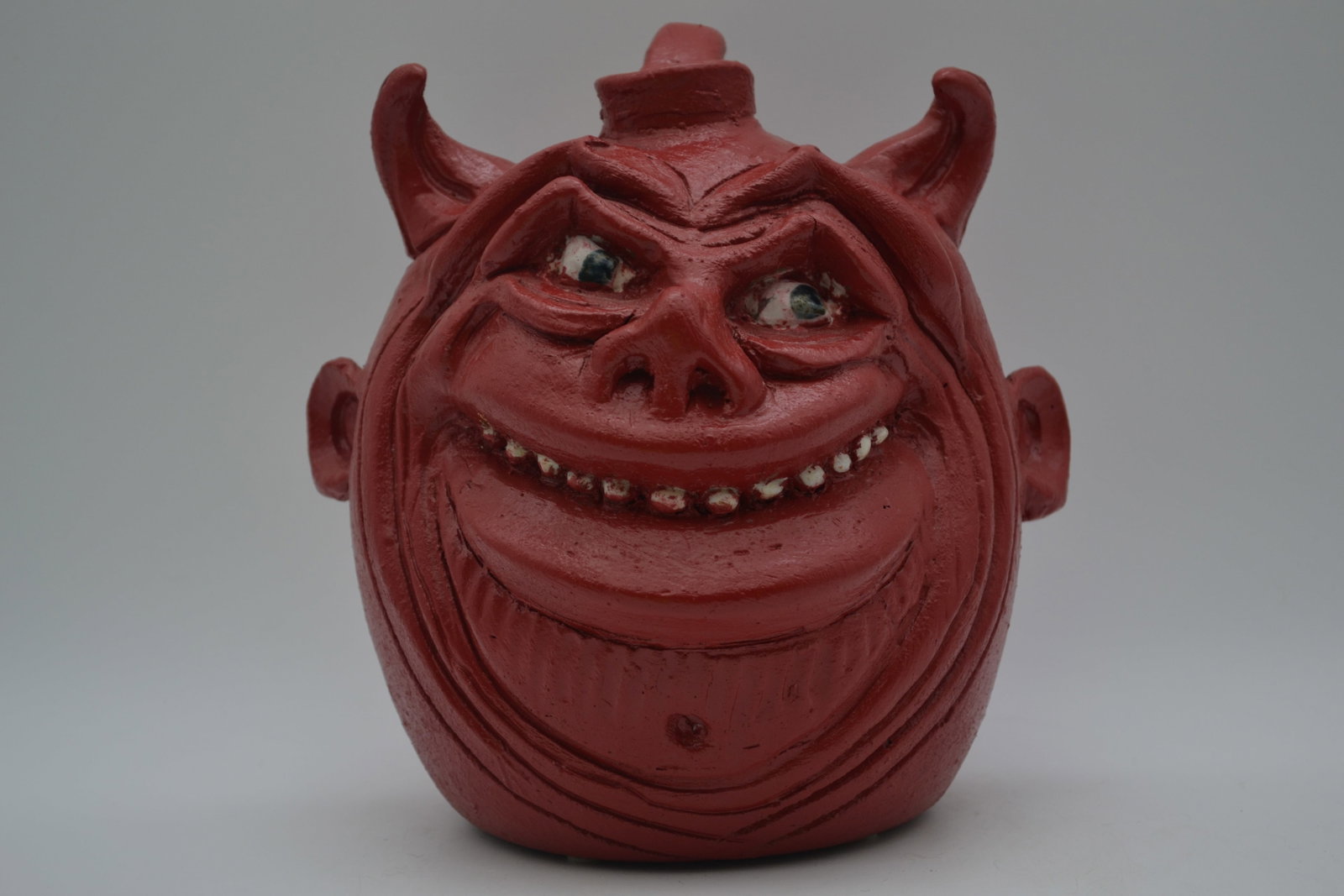 Clete Meaders Red Devil Face Jug - 2