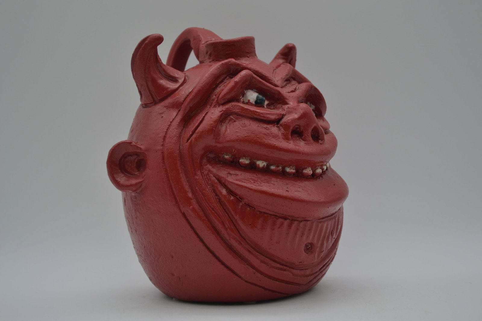 Clete Meaders Red Devil Face Jug - 8