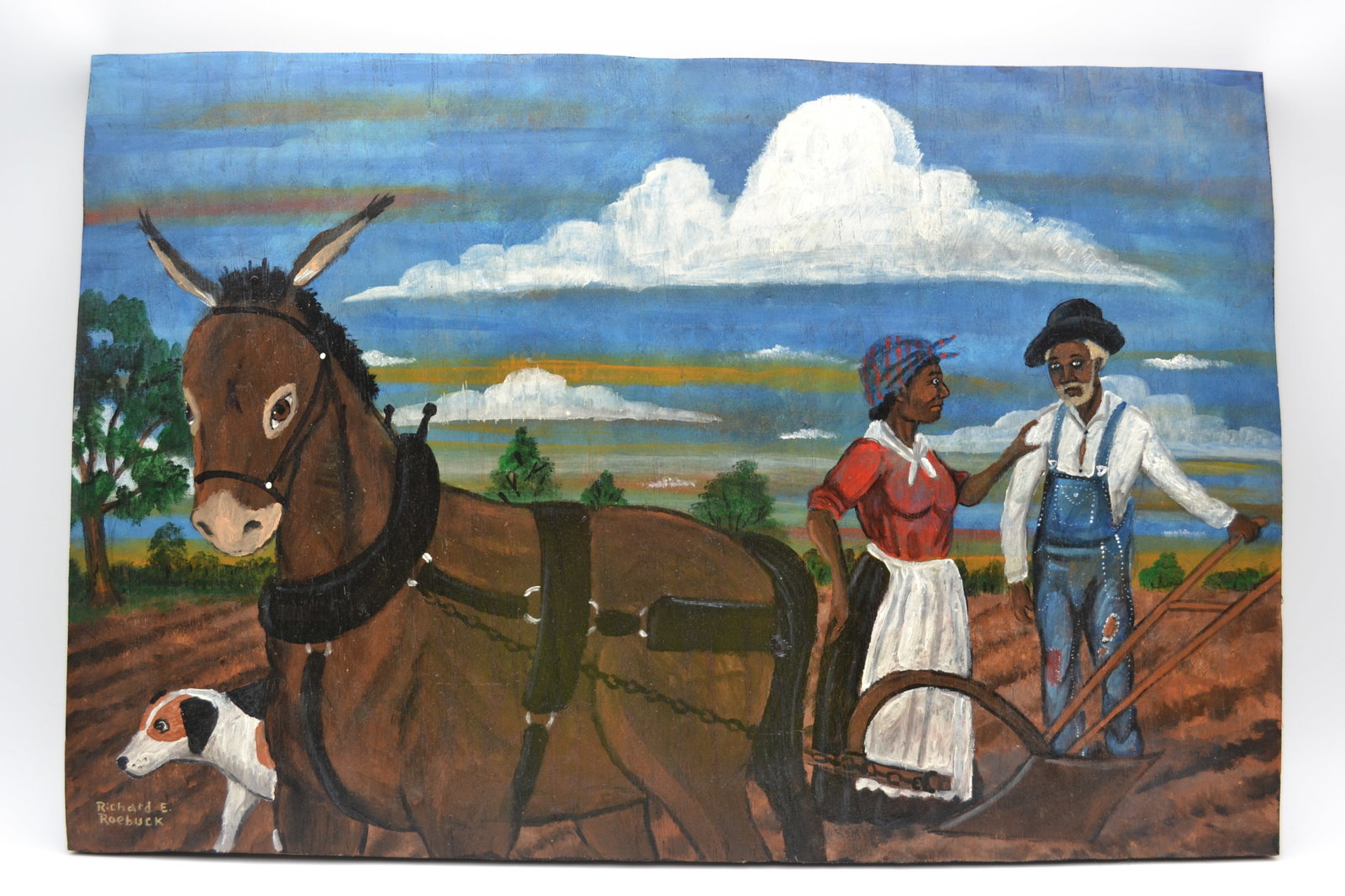 Richard Roebuck Painting: A beautiful original painting by Richard Roebuck. This charming work captures the simplicity and beauty of early Southern rural life, showcasing Richard Roebuck’s talent for preserving everyday scen