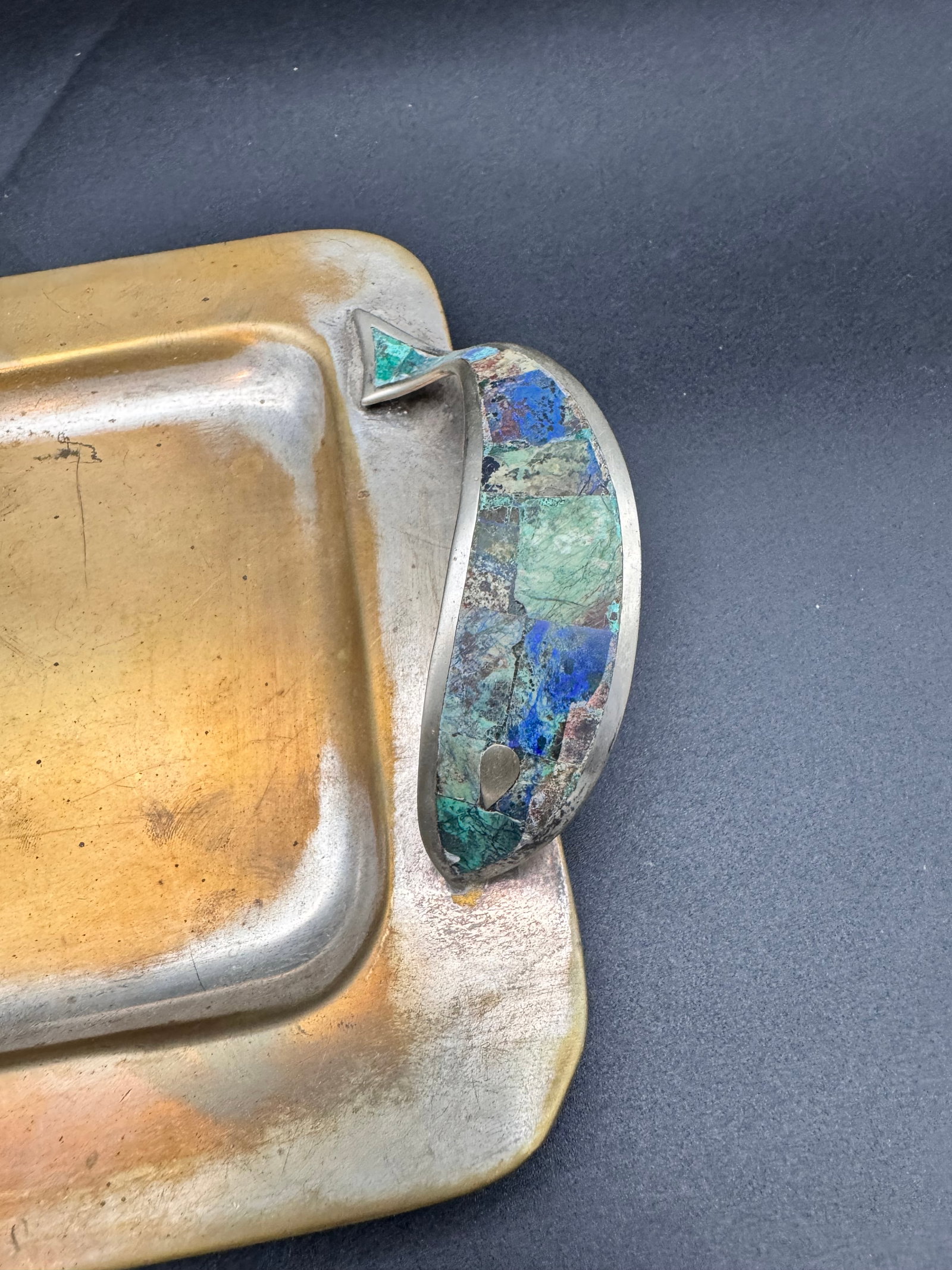 Vintage Mexican Trinket / Coin / Or Cordial Tray with Inlay - 2