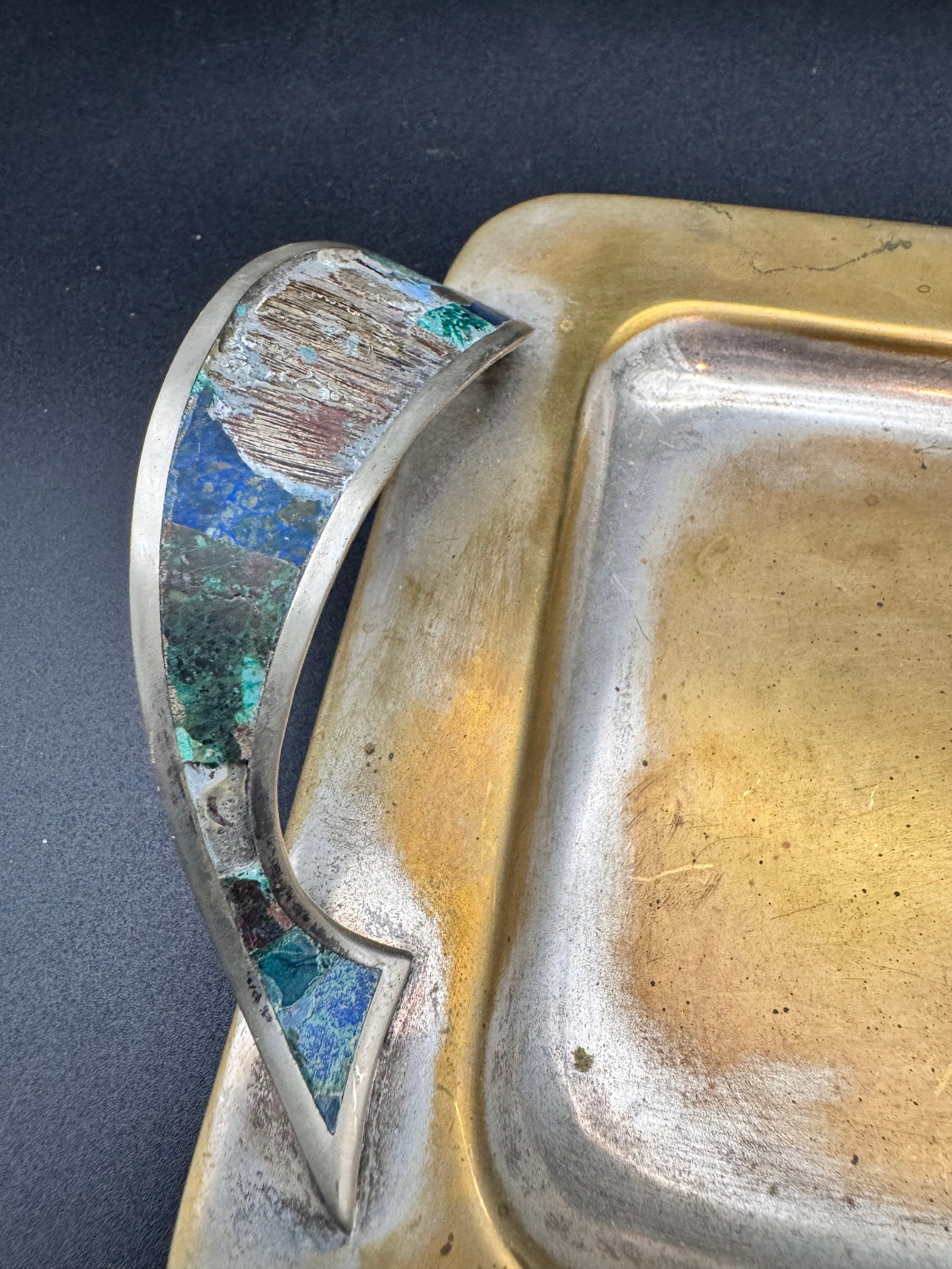 Vintage Mexican Trinket / Coin / Or Cordial Tray with Inlay - 3