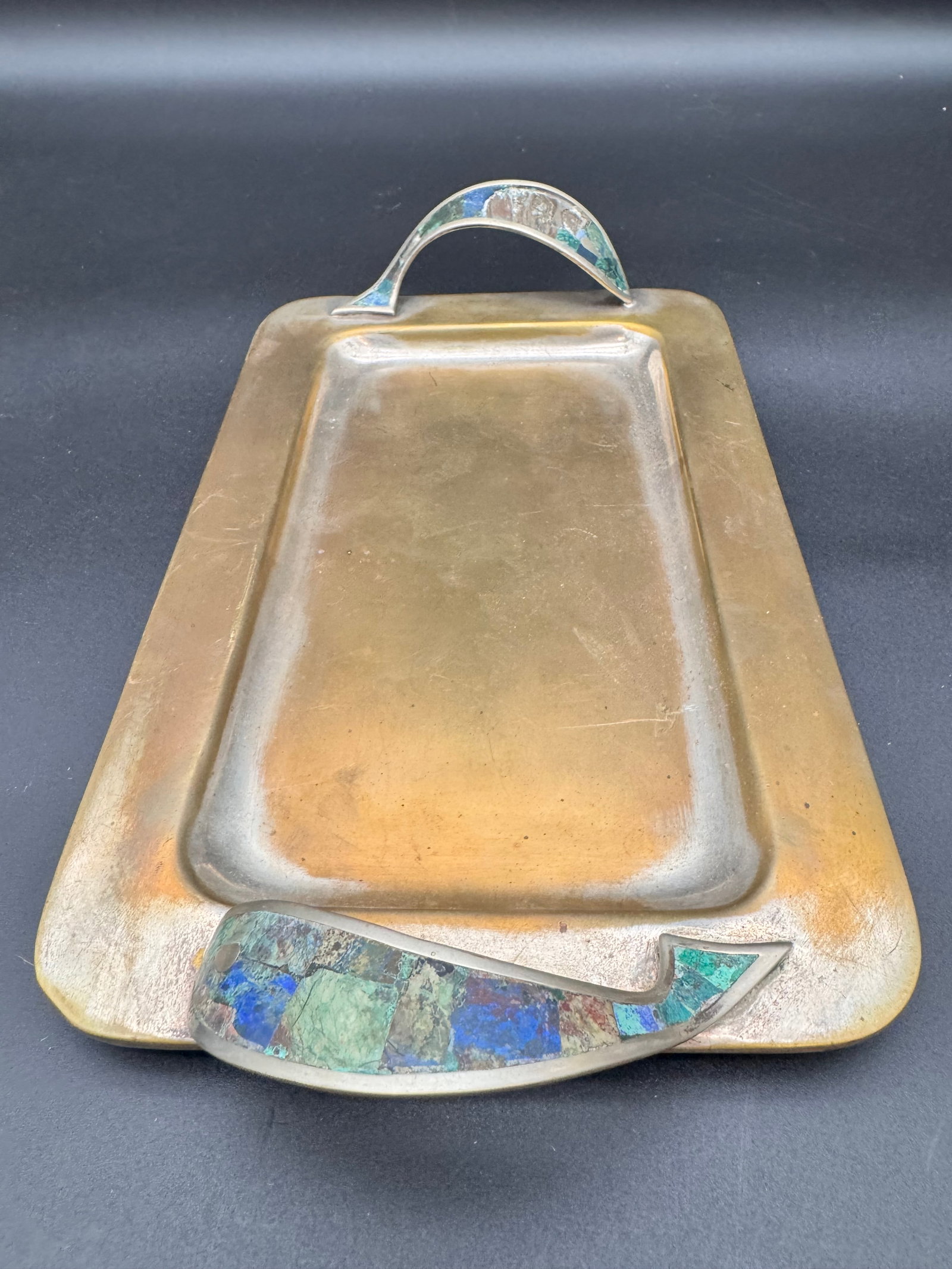 Vintage Mexican Trinket / Coin / Or Cordial Tray with Inlay - 4
