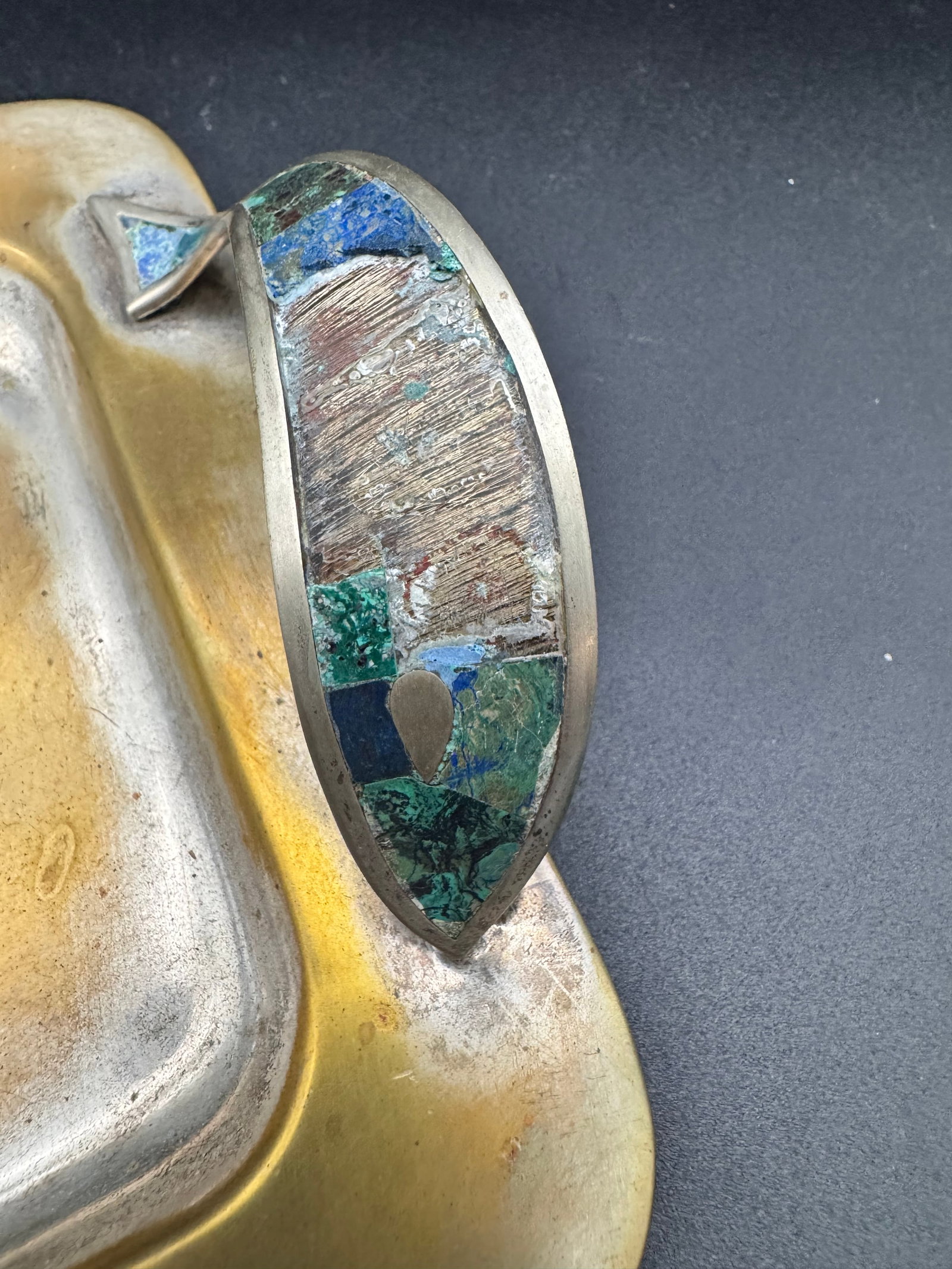 Vintage Mexican Trinket / Coin / Or Cordial Tray with Inlay - 6