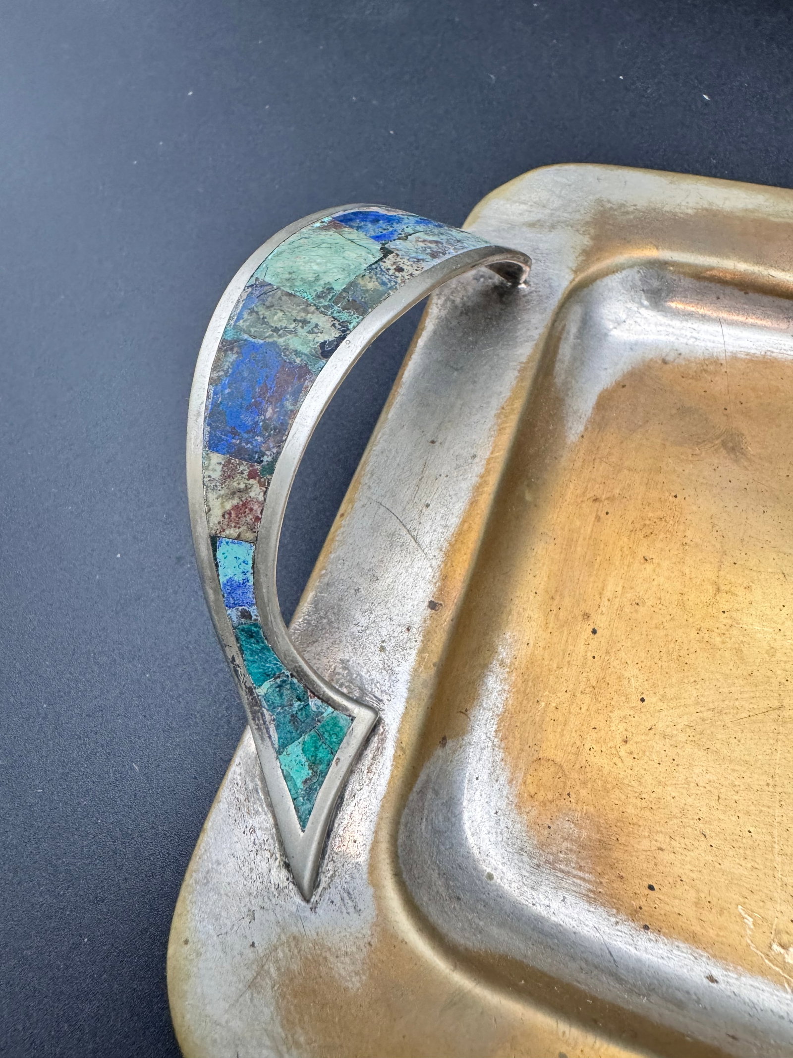 Vintage Mexican Trinket / Coin / Or Cordial Tray with Inlay - 7