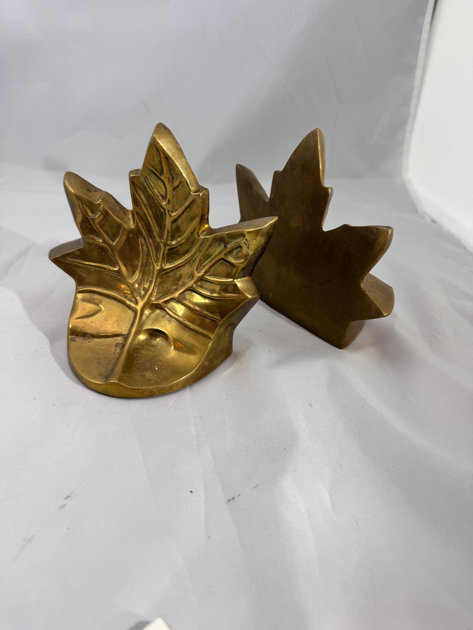 Brass Maple Leaf Bookends - 2