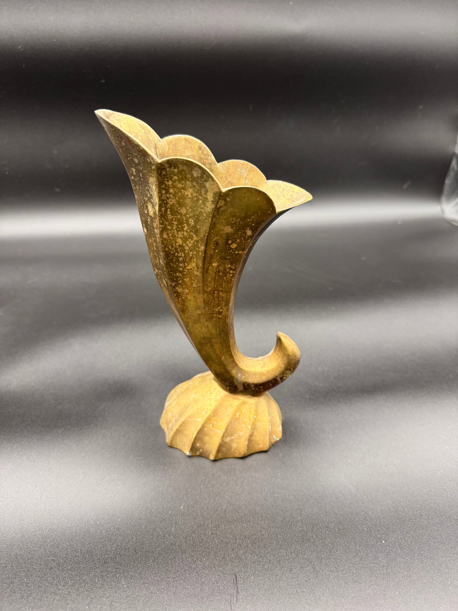 Brass Cornucopia Vase - 2