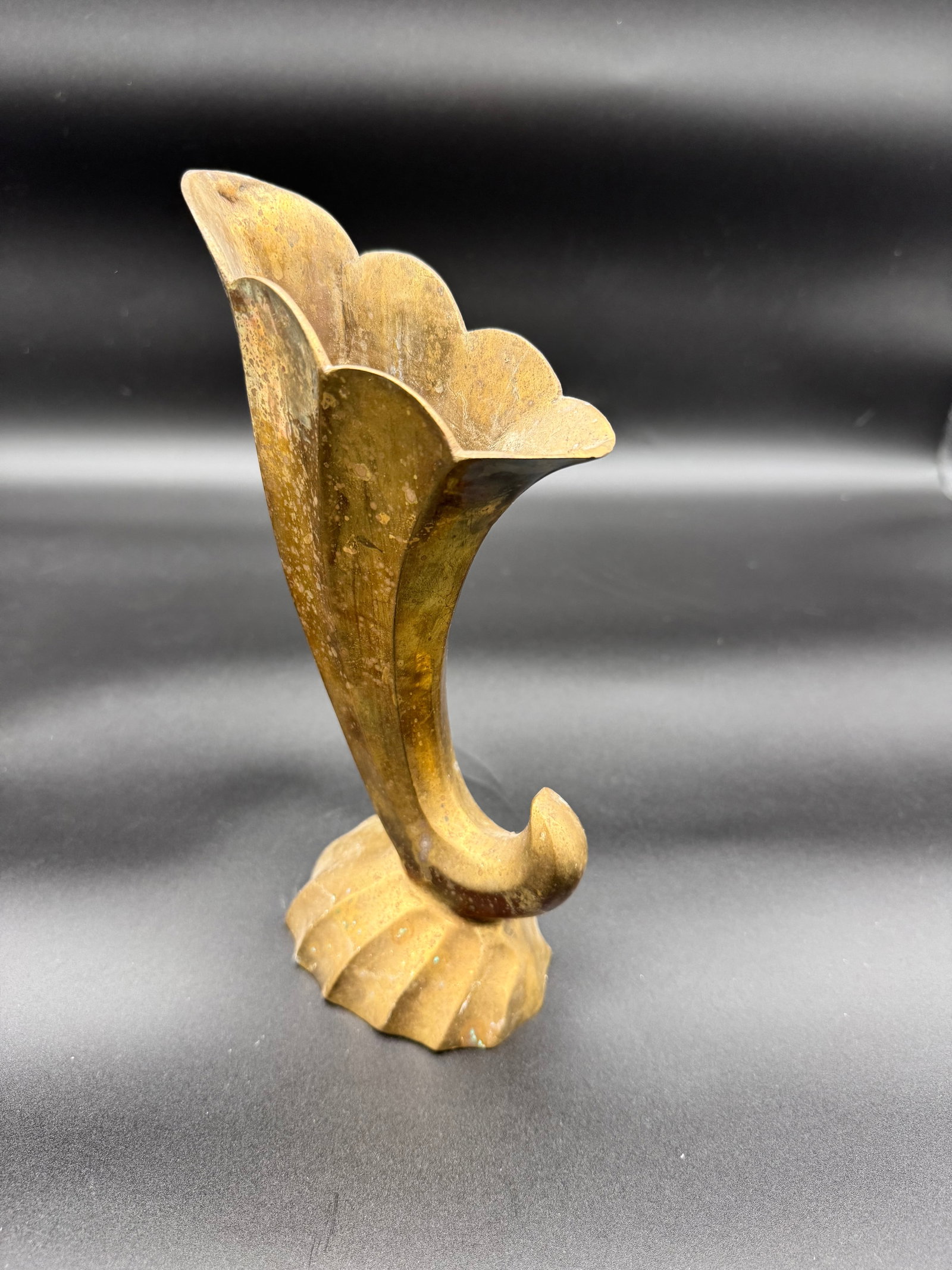 Brass Cornucopia Vase - 4