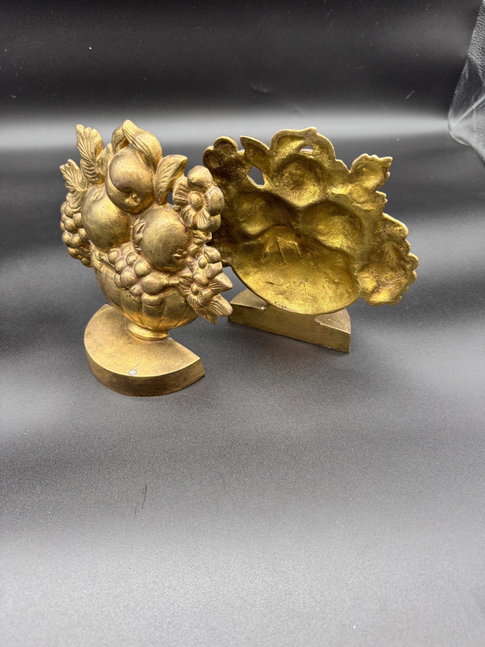 Brass Fruit Basket Bookends - 2