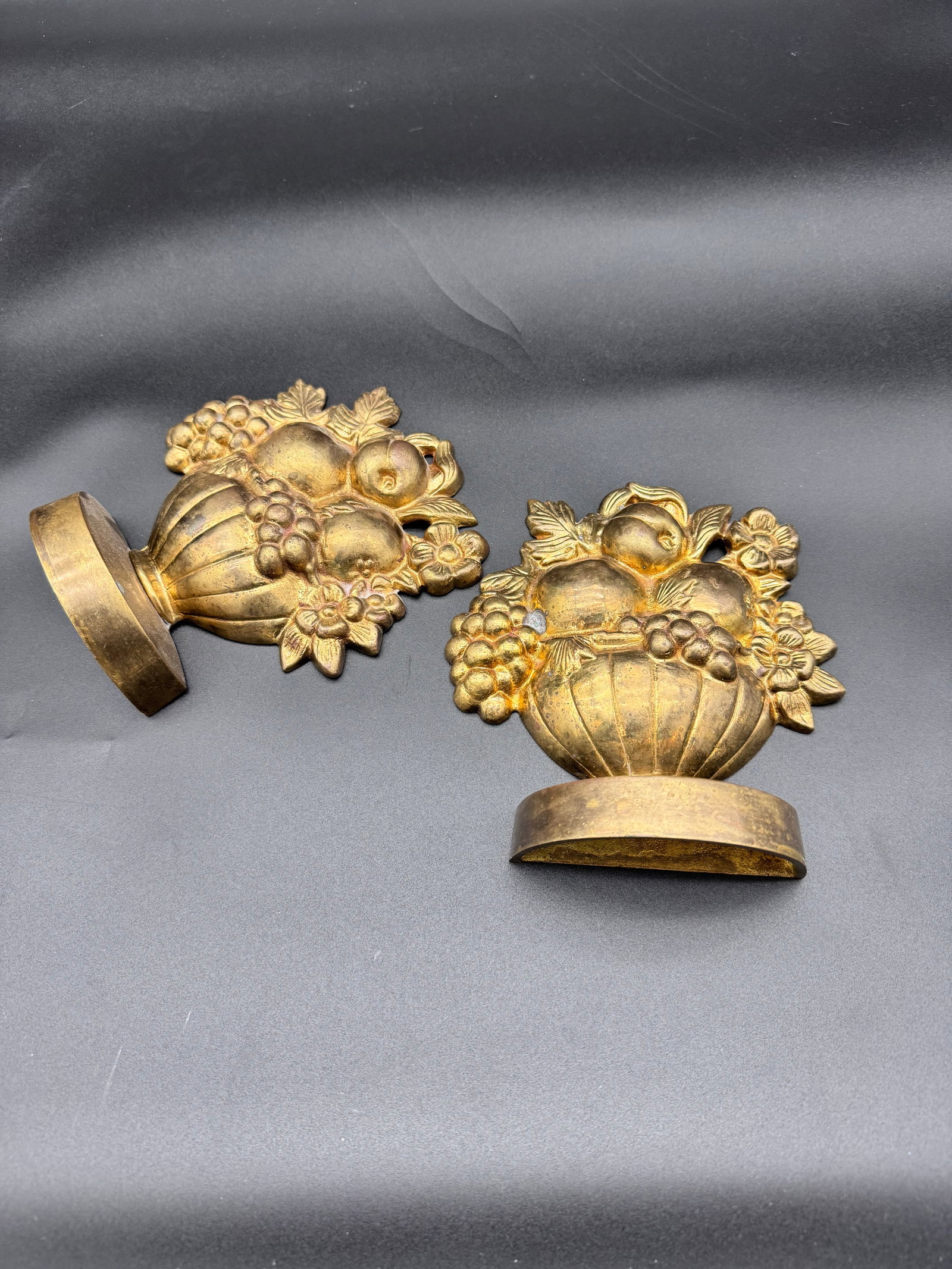 Brass Fruit Basket Bookends - 3