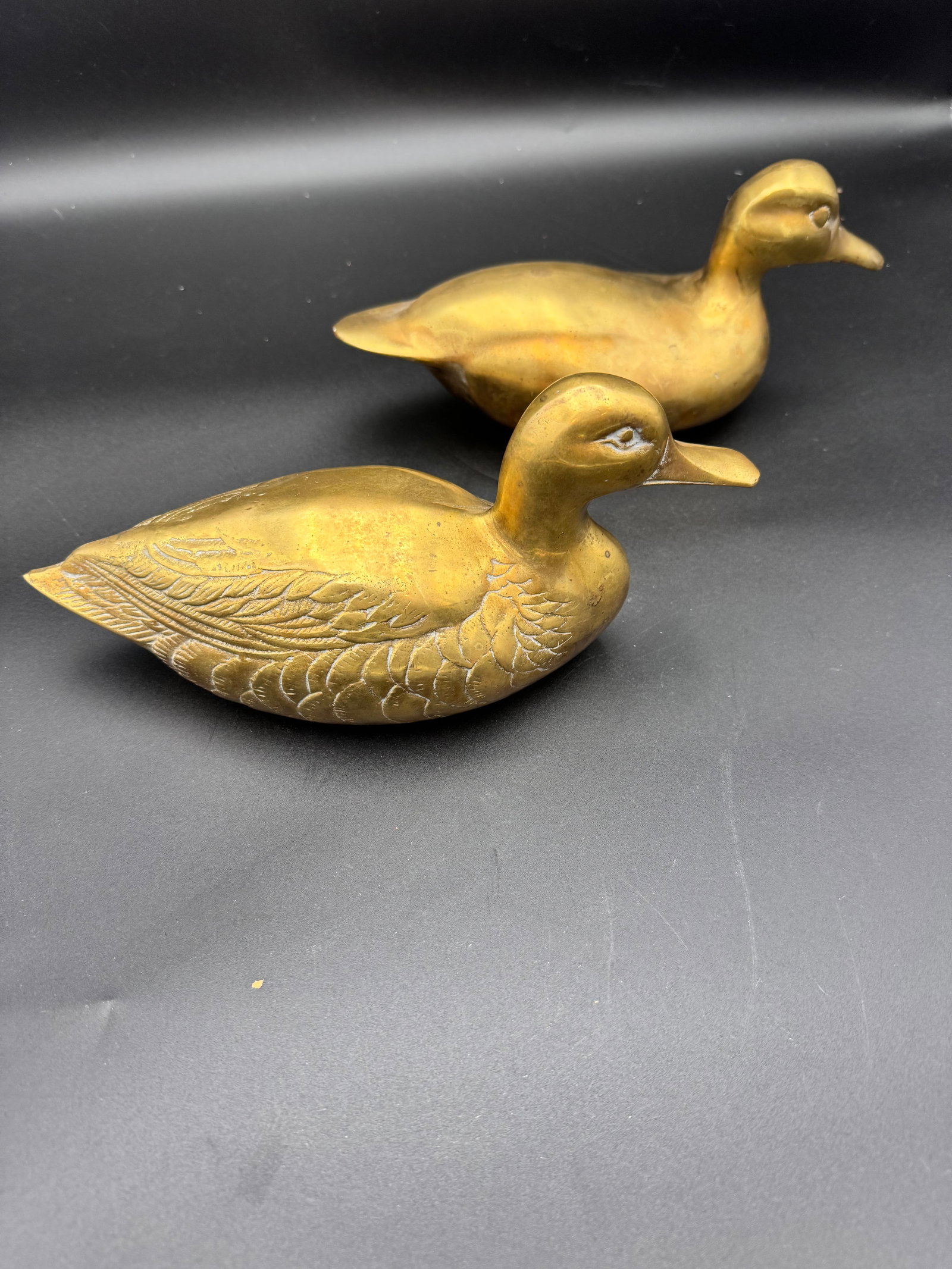 Vintage MCM Brass Duck Figurines: Set of 2 (1 of 8)