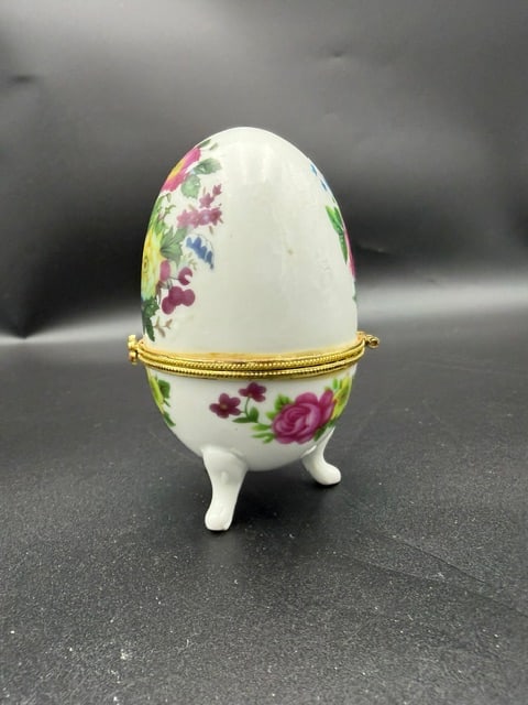 Floral Hinged Porcelain Egg - 3