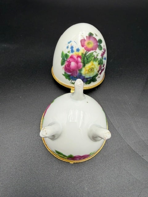 Floral Hinged Porcelain Egg - 6