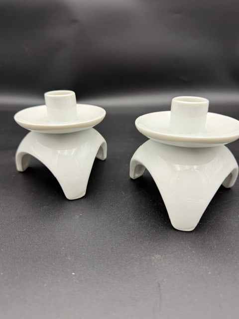 White Otagiri OMC White Porcelain Tripod Candle Holders Candle Holders (Set of 2) (1 of 6)