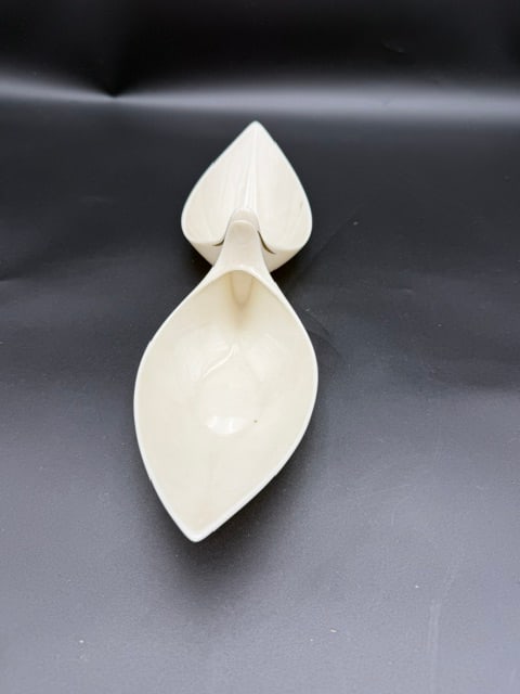 Lenox Ivory Bone China Stylized 2-Part Relish or Candy Dish with Gold Trim - 2