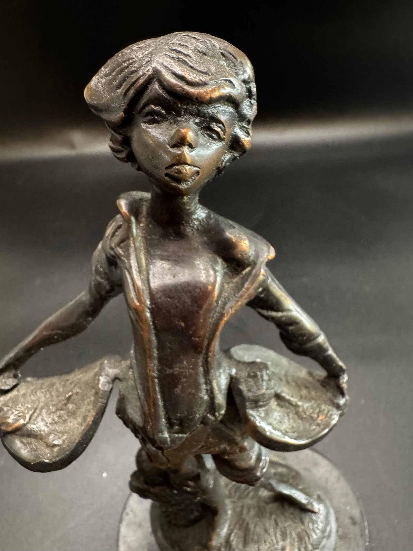Vintage Bronze Fishmonger Statue - 2